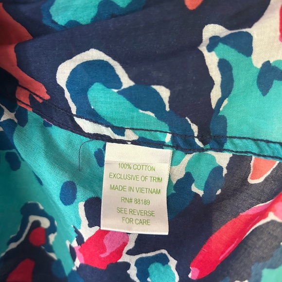 Lilly Pulitzer Vibrant Teal and Coral Blouse - Picture 4 of 5